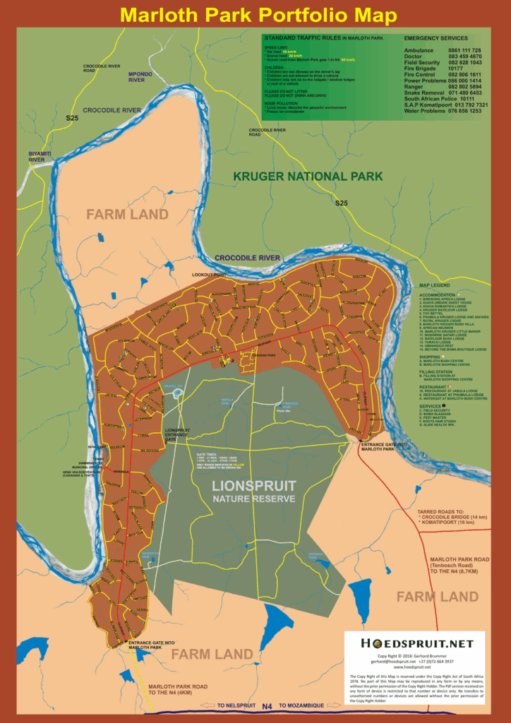 Map of Lionspruit Game Reserve in Marloth Park